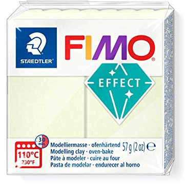 Staedtler Fimo Effect Ofenhärtende Modelliermasse in der Farbe Nachtleuchtend 57 Gramm, 8020-04