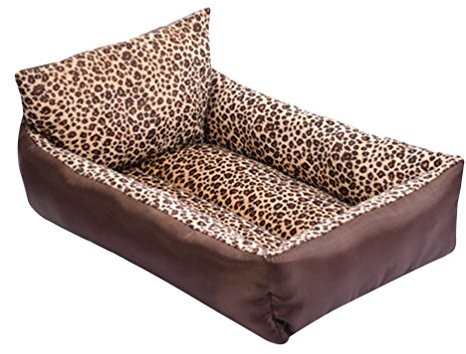 LvRao Haustierbett Kissen Hundebett, Katzenbett Rechteckig Hundehaus Tragbar Hundematte Kätzchen Hundesofa (Leopard, 55 * 45 * 13CM)