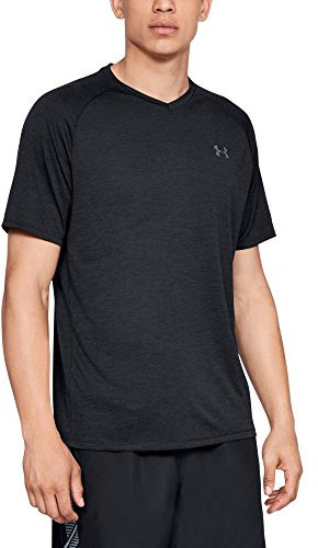 Under Armour Men's Tech 2.0 V-neck T-shirt Short Sleeve, Black (001 Graphite, 4XL UK