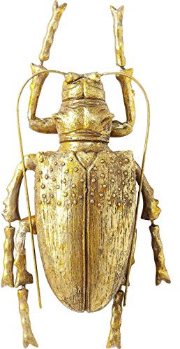 Kare Design Longicorn Beetle Wandschmuck, Gold, Wohnraumdeko, Wanddekoration, Accessoires, Wohnzimmer, Wandobjekt, Wanddeko, 7x15x27 cm (H/B/T)