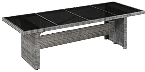 vidaXL Gartentisch Poly Rattan Glas Esstisch Terrassentisch Rattantisch Balkon
