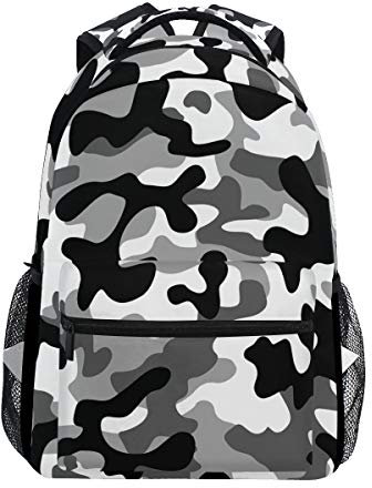 Militärischer Camouflage-Rucksack, wasserdicht, Schultasche, Turnrucksack, grau-weiß, Laptop-Tasche, Outdoor-Reisetasche für Kinder, Jungen, Mädchen, Damen, Herren