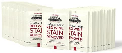 Chateau Spill Red Wine Stain Remover Wipes - 25 Count Individually Wrapped to go Wipes for Stubborn Stains on Clothes, Tablecloth, Carpet, Upholstery and Laundry