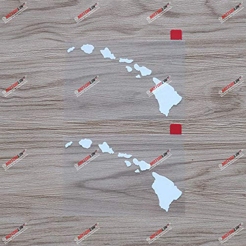 2er-Set Weiß, 15,2 cm Hawaii Kartenumriss Decal-Aufkleber, Hawaiian Islands, US-Bundesstaat, Auto-Vinyl