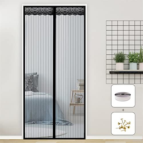 AMZERO Magnet Fliegengitter Balkontür, 200x260cm Insektenschutz Fliegengitter Dachfenster Klettverschluss für Balkontür Wohnzimmer Terrassentür, Schwarz