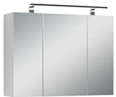 byLIVING Spiegelschrank SPREE/Korpus matt weiß mit Spiegeltüren/Hängeschrank mit Soft-Close-Funktion/Inklusive LED-Beleuchtung/Badschrank mit Stecker- und Schalterdose/B 80, H 60, T 20 cm, 93630