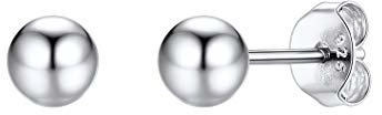 Suplight Damen Ohrringe Silber 925 3D Kugel Ohrstecker Minimalistische 5mm kleine Ohr Piercing platiniert Schmuck Accessoire für Valentinstag Geburtstag