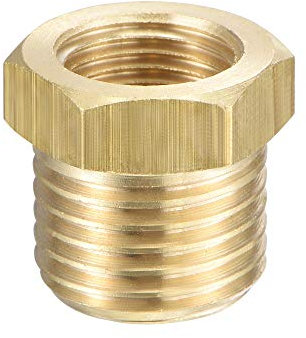 sourcing map Brass Pipe Fitting Reducer Adapter 1/4 BSPP Male x 1/8 BSPP Female for Water Oil Air Pressure Gauge Temp Sensor