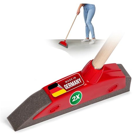 Novaliv 2 escobas de espuma, color rojo, mango de madera, escoba de cocina, escoba doméstica