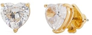 Kate Spade New York Heart Studs, Clear/Gold