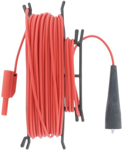 Metrel A 1026 - Cavo di misurazione di sicurezza a banana, 4 mm, morsetti a coccodrillo, 20 m, rosso, 1 pezzo