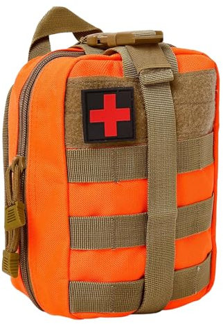 BITUOR Taschen MOLLE, EMT Kleine Pouch, wasserdichte Molle Tasche, Pouch Bag, Rip-Away Pouches, Kompakt Gürteltasche für Outdoor, Camping, Reisen, Abenteuer (Orange)