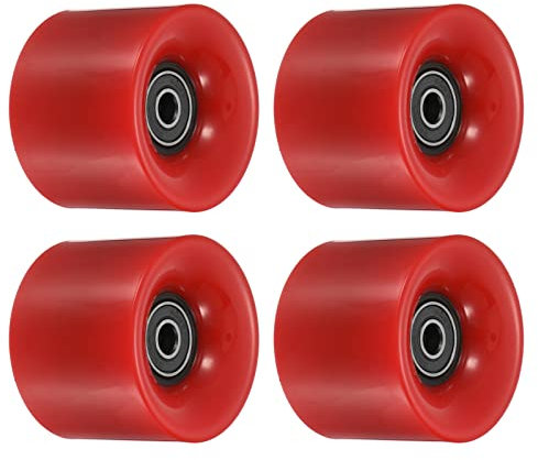 PATIKIL 4 Stück 60mm Longboard Rollen mit Lager ABEC-9 Skateboard Rad Straße Rollen für Skateboards Cruiser Räder Ersatz 80A Rot Schwarz