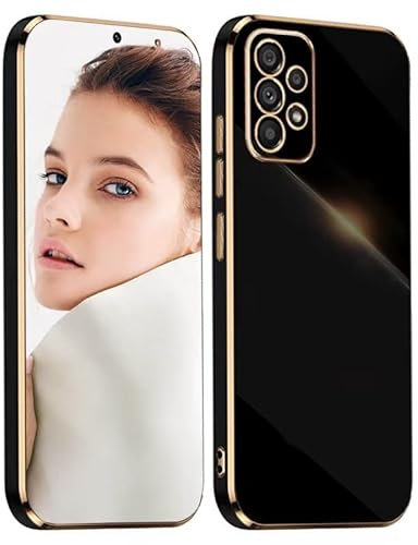 ATISIJIE Hülle für Samsung Galaxy A72 4G/5G Handyhülle Original, Ultradünn Galvanisiertes Weiches Kieselgel Kratzfeste TPU Handyhülle, Einfaches Stilvoll Shiny Schutzhülle Cover Case Schwarz