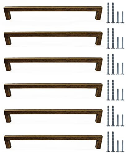 French Furniture Fittings Deep Antique Brass Finish Kitchen Cabinet D Pull Handles – Set of 6 Cupboard Drawer Bow Boss Handles, 128mm, 160mm or 192mm, Contemporary Ergonomic Design (192mm)