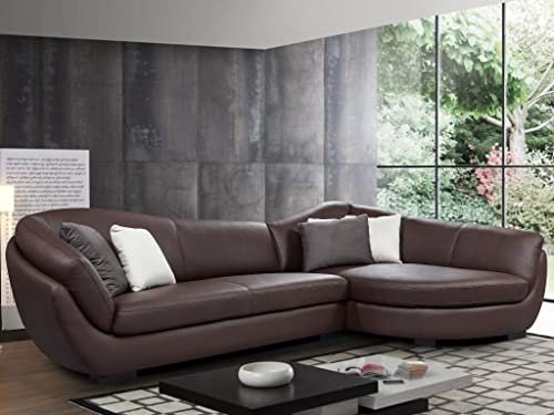 Vente-unique Pascal MORABITO-Ecksofa Leder 5-Sitzer - Büffelleder - Ecke Rechts - Braun - CAIPI von Pascal MORABITO