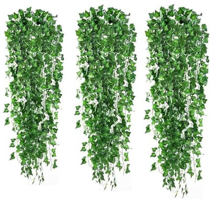 Toulifly Edera Finta Pianta Artificiale, 6 Pezzi Piante Finte Cadenti, Edera Finta Decorazioni Rampicante Ghirlanda da Esterne, 220cm Edera Rampicante Artificiale per Interno Esterno Balconi