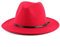 Upstore Klassischer Fedora-Hut für Damen, Wolle, mit Gürtelschnalle, Filz, breite Krempe, Panamahut, Weinrot, rot, 6 7/8-7 1/8