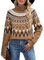Wantonfy Pull Femme Col Roulé Pullover Tricoté à Manches Longues Pull Ample Décontracté à Col Rond