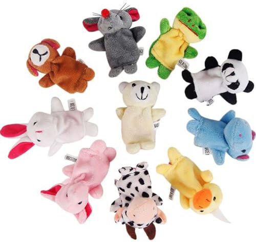 Tiardey 10 Pcs Finger Puppets Puppets Hand Puppets Mini Plush Figures for Boys Girls Party Favors Shows Playtime Schools
