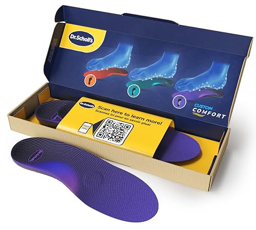 Solette Custom Comfort Dr. Scholl's - Solette per fascite plantare - Solette arco plantare alto o piede cavo per Donna, Uomo misura 39.5-40, Solette a piena lunghezza, Comfort tutto il giorno CF540