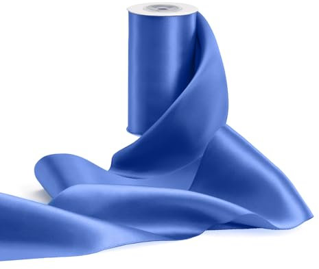 FAKILO Geschenkband 10 cm Breites Satinband Band Große Schleifenband für Hochzeit, Geschenkverpackung, Weihnachten, Stuhl-Schärpen, Scherpe, Grand Öffnung (Blau, 10 cm x 9,1 m)