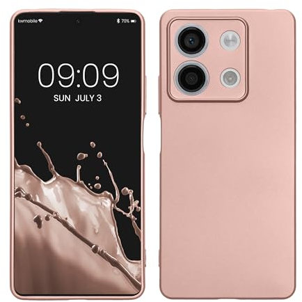 kwmobile Case kompatibel mit Xiaomi Redmi Note 13 5G Hülle - Schutzhülle aus Silikon metallisch schimmernd - Handyhülle Metallic Rosegold