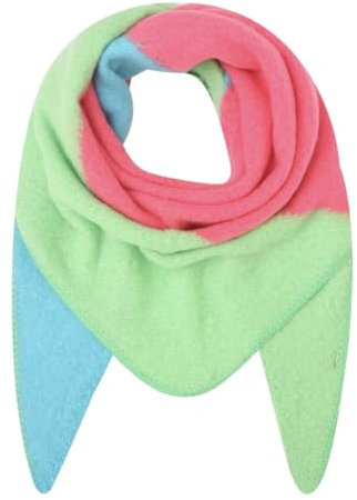 stylx Damen Schal XXL Dreieck Schal flauschig schal-tuch damen dicker dreieckstuch groß Wolle 3 FARBIG Farben kuschelig (pink/grün)