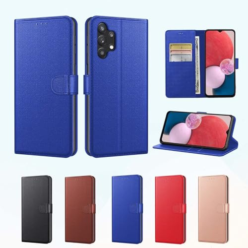 sheikhuu Luxury Case for Samsung Galaxy A13 4G Leather Phone Case Cover,[LifetimeSupport], PU Faux Leather Wallet Book Folio Flip Magnetic Shockproof Case with Card Slots & Kickstand (Blue)