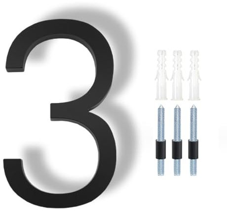 HKFENG Floating House Number Plaques 5 inch,House Number Sign,House Numbers Plates for Outside,Modern Door Numbers Signage Zinc Alloy Black