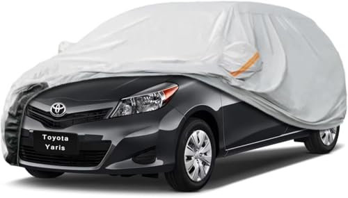 GUNHYI Auto Abdeckplane Wasserdicht Passend für Toyota Yaris(1999-2024) 6 Schichten Vollgarage Autoabdeckung Autoplane für Regen Sonne Staub Schutz,Mit Baumwollfutter und Reißverschluss ausgestattet.