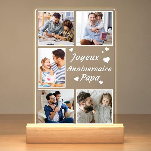 Jkolalin Cadeau Anniversaire Papa Personnalisé, Cadre Photo Personnalisé avec Photo, Cadre Personnalisé Photo, Cadeau Personnalisé Papa, Cadeau Noel Papa Personnalisé