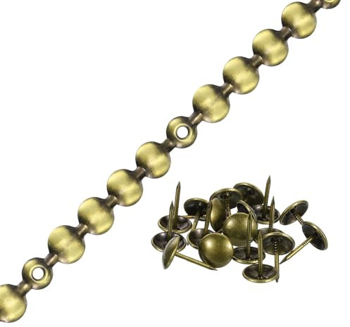 QUARKZMAN Tiras de Clavos para Tapicería, 1 Metro de Adornos de Clavos Decorativos para Sofá, Cabecero, Silla Y Muebles con Clavos para Tapicería (11Mm Bronce).