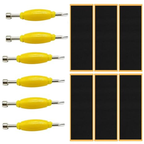 Malloy 12er-Pack Griffband für Fingerboards, Klebrige Schaumstoffaufkleber, + Schraubendreher, Werkzeug, Steckschlüssel, Ersatzteile, Zubehör für Finger-Skateboards