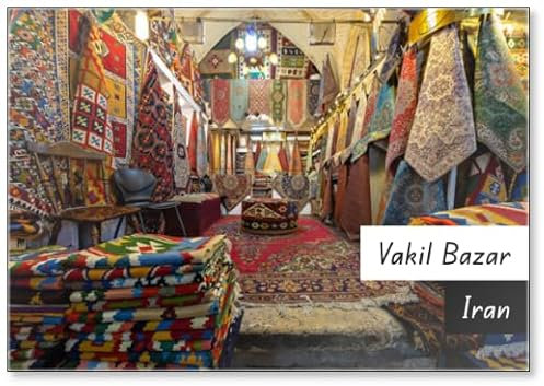 Kühlschrankmagnet Vakil Bazar mit bunten Teppichen in Shiraz, Iran, Kühlschrankmagnet