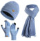 Enwokran Wintermütze Touchscreen Handschuhe Lang Schal Set Unisex Beanie Mütze Fleece Warme Haube Winterschal Kaschmir Strickmütze Strickschal mit Fleece Gefütterte Thermo Handschuhe (Hellblau)