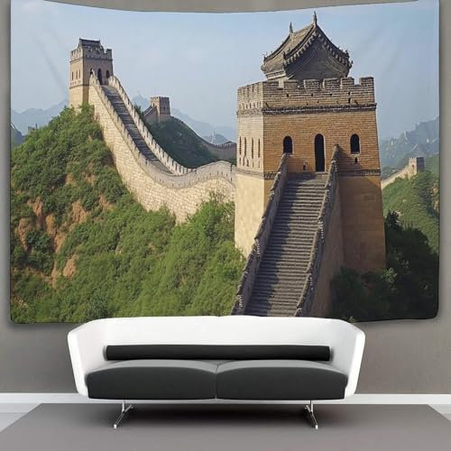 KWFYBEHZ Alte Gebäude Tapisserie Wandbehang Die Große Mauer of China Tapisserie Wandteppiche Für Schlafzimmer Wohnzimmer Wohnheim Dekor 180cmx230cm
