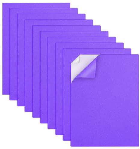 MEARCOOH Moosgummi Platten - 10 Stück Lila, A4 (22cm x 30cm), 2mm, Selbstklebend für Bastelarbeiten, Fotorahmen, Scrapbooking