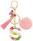 MWOOT Porte Clé Lettre avec Initiale, Porte Clef Alphabet Rose avec Pendentif Pompon Tassel Papillon pour Femmes Filles, Charme de Porte Clés en Résine pour Clé de Voiture Sac à Main Décor(S)
