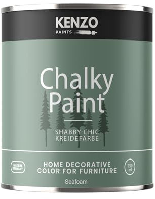 Contura KenzoPaints Kreidefarbe Möbel Farbe 750ml. Trend Farbtöne 2025 Möbellack Holz- Lack Shabby Chic Matt (Seafoam, 750ml.)