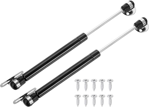 sourcing map 2Pcs Lid Support Hinges, 10 Inch 300N Gas Struts Heavy Duty Gas Spring Soft Close Lid Stay Hinges Lift Support with l Mounts for Tool Box Cabinet, Black