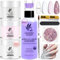 LAVENDER VIOLETS Acrylic Nail Kit - 30g x3 Clear, White, Pink Acrylic Powder and 80ml Monomer Acrylic Liquid Set with Carving Brush, Extension Nail Forms,DIY Nail Foil Flakes for Beginners N302