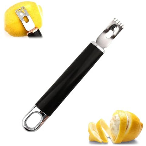 Channel Knife Peeler Stainless Steel 2 in 1 Lemon Peeler Orange Zester with Hanging Loop Sharp Cocktail Garnish Citrus Zester Fruit Zester Tool for Home Kitchen Bar Restaurant (Silver,7.28in)