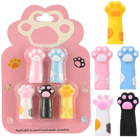 5 Stück Mini Katzenpfote Radiergummi Kinder, Mitgebsel Kindergeburtstag Radiergummi 5 6 7 8 9 10 Jahre, Kindergeburtstag Gastgeschenke, schulsachen Jungen und Mädchen