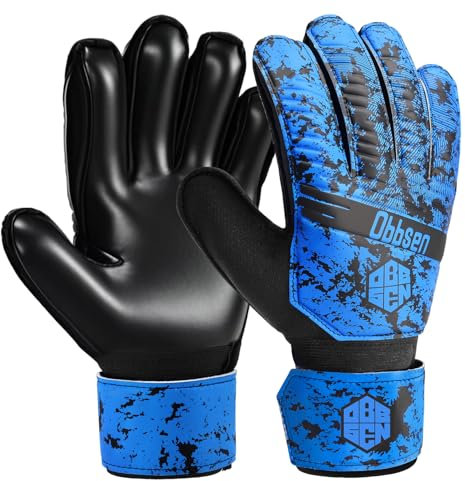 Obbsen Torwarthandschuhe für Kinder, Jugendliche und Erwachsene mit Fingersave-Schutz, Fußball Handschuhe Torwart fur Herren und Damen, Fussball Tormann Handschuhe die Starkem Grip