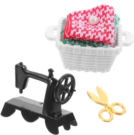 Gadpiparty 1 Satz Retro -Desktop -nähmaschine Stickmaschine Für Anfänger Miniatur-puppenstubenmöbel Miniatur-puppenhaus-zubehörset Realistisches Nähmaschinenspielzeug Handnähmaschine Plastik