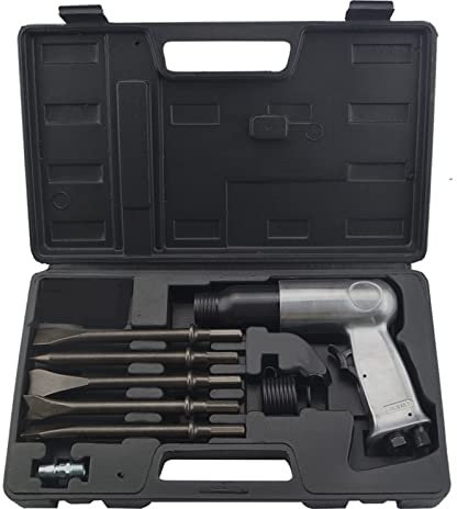 Drucklufthammer-Set, 190mm Air Hammer Pneumatische Waffe Werkzeug Set Hochleistungsstoßabsorption mit 4 stücke Meißel Ergonomisch Griff Druckluftwerkzeuge