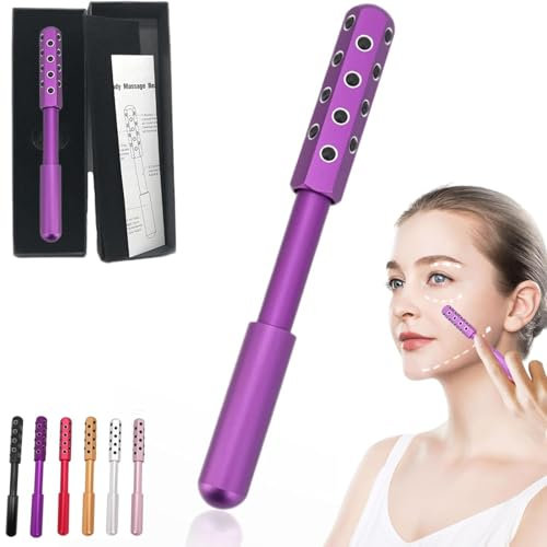 Rouleau radiance,Rouleau radiance germanium,Rouleau radiance visage,Rouleau de massage facial Outil de beauté pour raffermir la peau,Dégonflement,Anti-âge et soulagement de la tension (Violet)