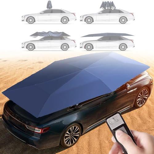 VNATWGOO Vollautomatischer Auto-Sonnenschirm, Elektrisches Universal-Dachzelt, FüR Limousinen, Suvs, Mpvs, Faltbar, Abnehmbar,Blue-5.2m