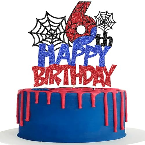 Decoration Gateau Anniversaires 6 Ans, Animation Decoration Gateau, Décorations de Gâteaus Araignée, Deco Gateaus Anniversaire Enfants 6 Ans, Happy Birthday Decorations Gateaues